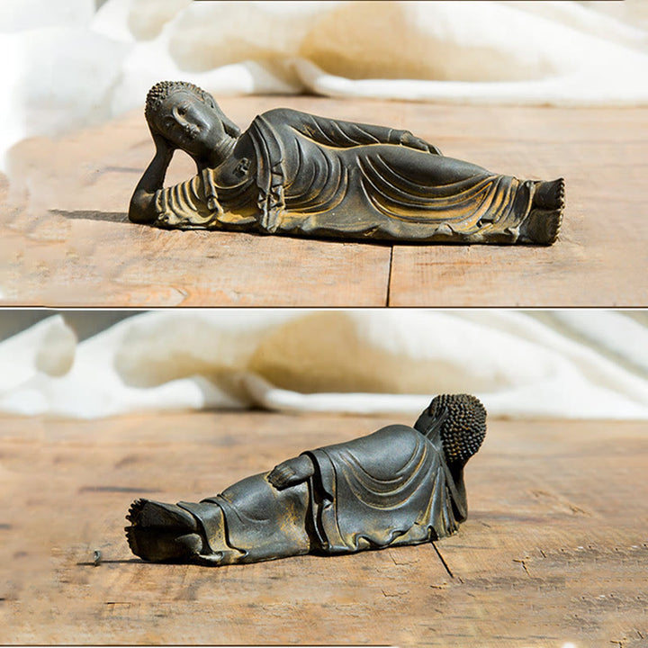 Buddha Stones Buddha Sdraiato Shakyamuni Ferro Polvere Ruggine Statua Resina Decorazione Casa