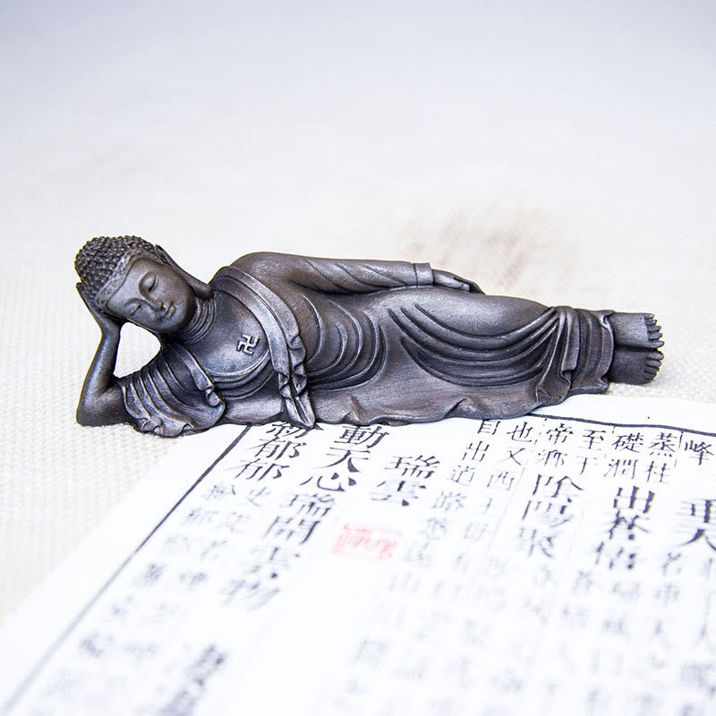 Buddha Stones Buddha Sdraiato Shakyamuni Ferro Polvere Ruggine Statua Resina Decorazione Casa