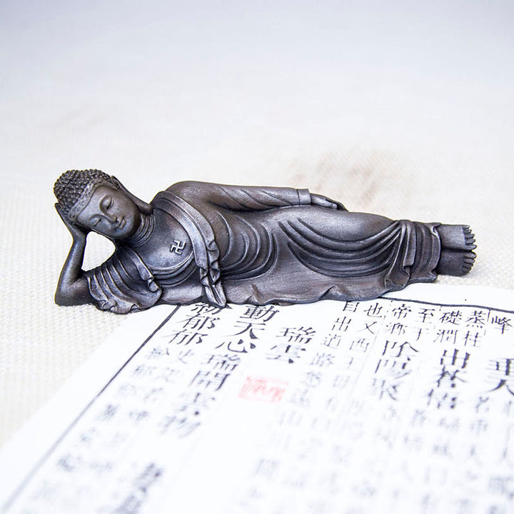 Buddha Stones Buddha Sdraiato Shakyamuni Ferro Polvere Ruggine Statua Resina Decorazione Casa