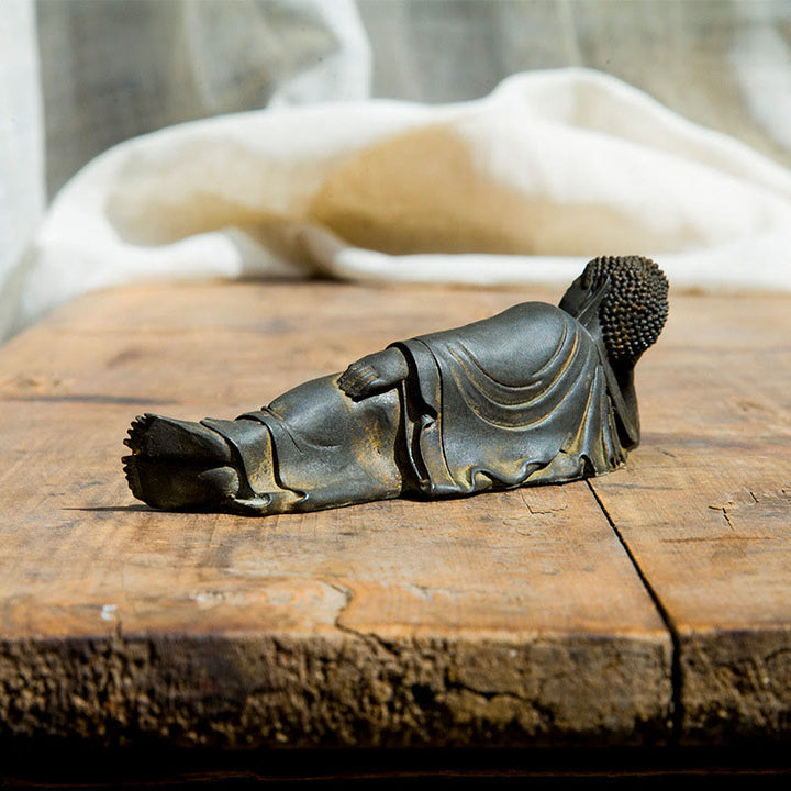 Buddha Stones Buddha Sdraiato Shakyamuni Ferro Polvere Ruggine Statua Resina Decorazione Casa