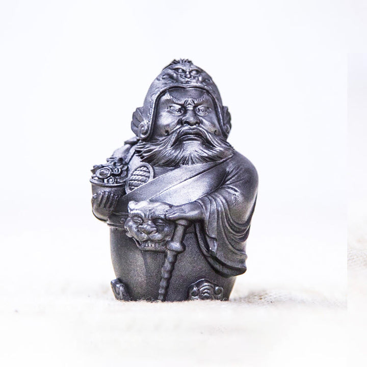 Buddha Stones Fatto a mano Letterario Militare Dio della Ricchezza Polvere di Ferro Ruggine Statua in Resina Decorazione per la Casa