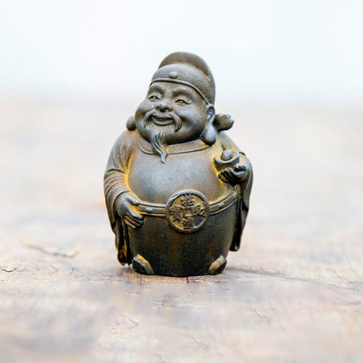 Buddha Stones Fatto a mano Letterario Militare Dio della Ricchezza Polvere di Ferro Ruggine Statua in Resina Decorazione per la Casa - Versione Rust - Dio letterario della ricchezza 7*4,6*4cm - image 2