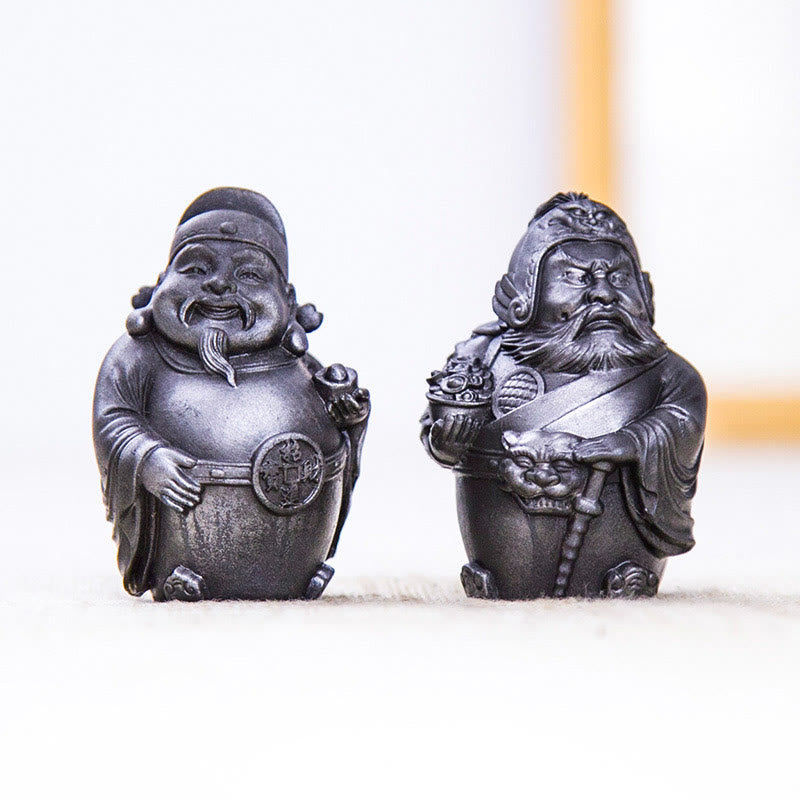Buddha Stones Fatto a mano Letterario Militare Dio della Ricchezza Polvere di Ferro Ruggine Statua in Resina Decorazione per la Casa - Versione lucidata - Set da 2 pezzi - image 21