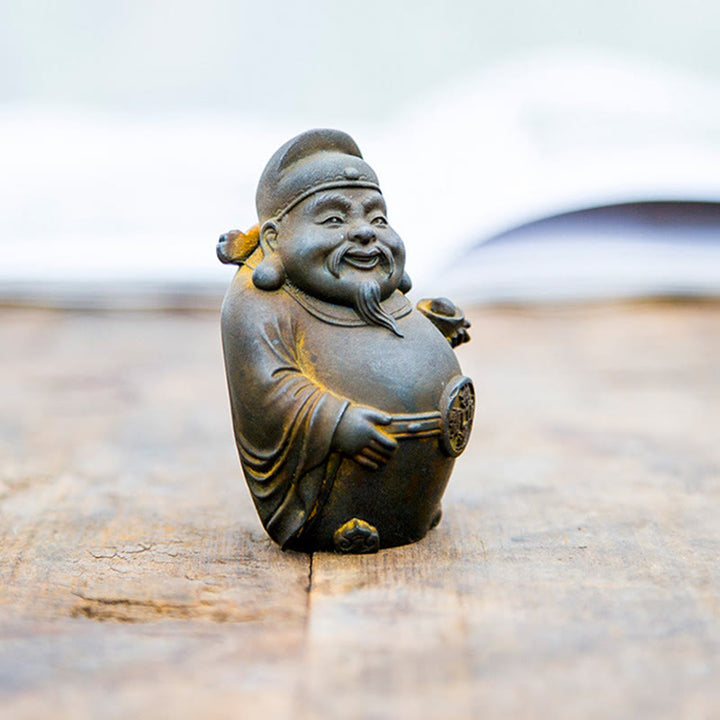Buddha Stones Fatto a mano Letterario Militare Dio della Ricchezza Polvere di Ferro Ruggine Statua in Resina Decorazione per la Casa