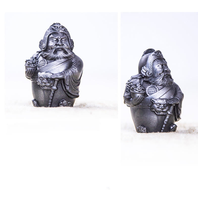Buddha Stones Fatto a mano Letterario Militare Dio della Ricchezza Polvere di Ferro Ruggine Statua in Resina Decorazione per la Casa