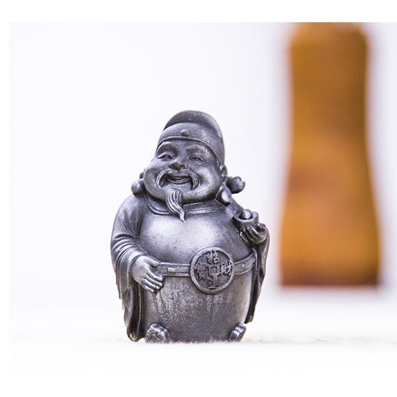 Buddha Stones Fatto a mano Letterario Militare Dio della Ricchezza Polvere di Ferro Ruggine Statua in Resina Decorazione per la Casa