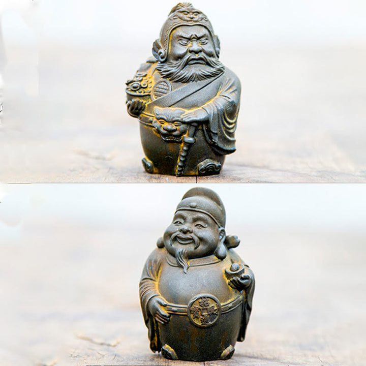 Buddha Stones Fatto a mano Letterario Militare Dio della Ricchezza Polvere di Ferro Ruggine Statua in Resina Decorazione per la Casa