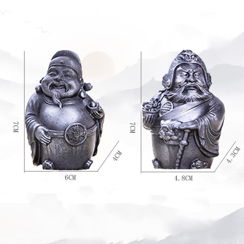 Buddha Stones Fatto a mano Letterario Militare Dio della Ricchezza Polvere di Ferro Ruggine Statua in Resina Decorazione per la Casa