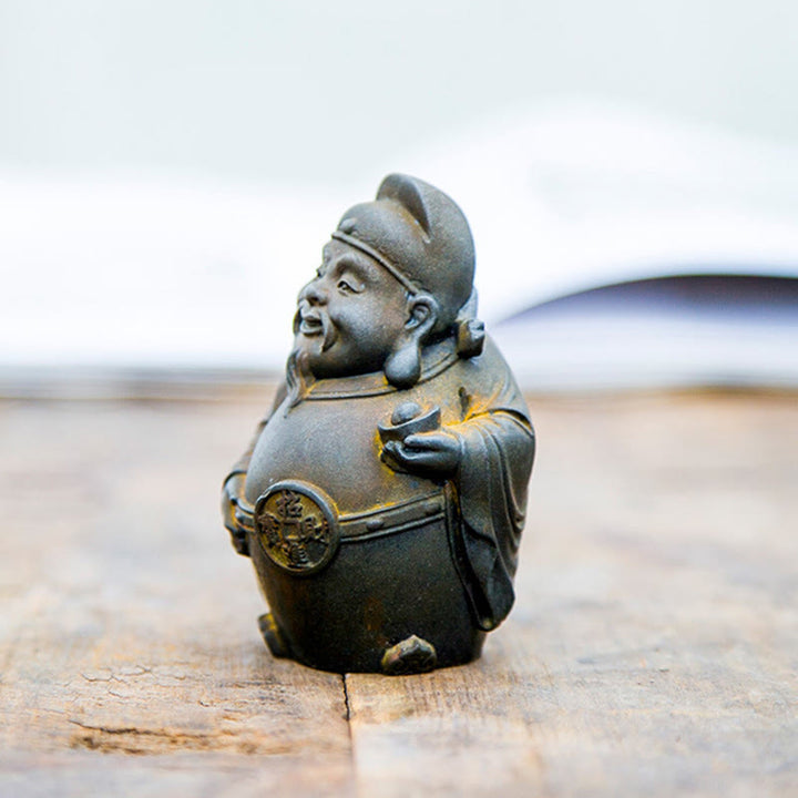 Buddha Stones Fatto a mano Letterario Militare Dio della Ricchezza Polvere di Ferro Ruggine Statua in Resina Decorazione per la Casa