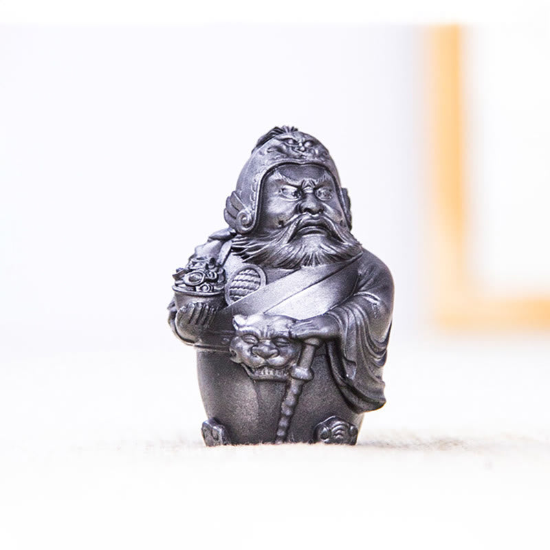 Buddha Stones Fatto a mano Letterario Militare Dio della Ricchezza Polvere di Ferro Ruggine Statua in Resina Decorazione per la Casa