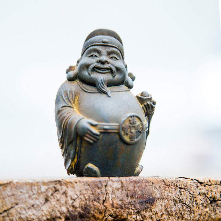 Buddha Stones Fatto a mano Letterario Militare Dio della Ricchezza Polvere di Ferro Ruggine Statua in Resina Decorazione per la Casa