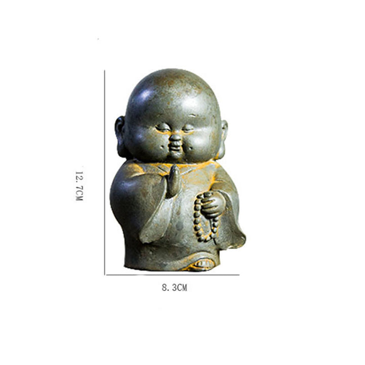 Statua in resina fusa Buddha Stones fatta a mano, piccolo monaco, in polvere di ferro, decorazione per la casa