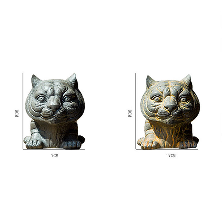 Buddha Stones Fatto a mano Piccola adorabile tigre in polvere di ferro ruggine statua in resina fusa decorazione per la casa - image 17