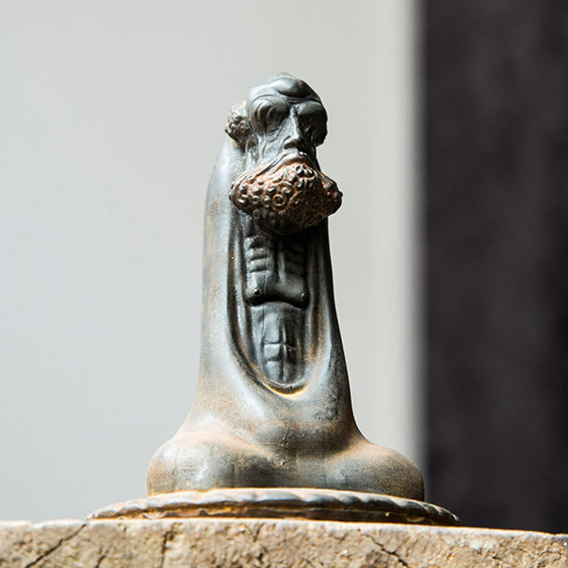 Buddha Stones fatto a mano Bodhidharma polvere di ferro ruggine statua in resina fusa decorazione per la casa - image 6