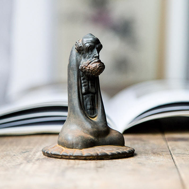 Buddha Stones fatto a mano Bodhidharma polvere di ferro ruggine statua in resina fusa decorazione per la casa