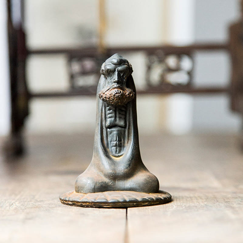 Buddha Stones fatto a mano Bodhidharma polvere di ferro ruggine statua in resina fusa decorazione per la casa - image 9