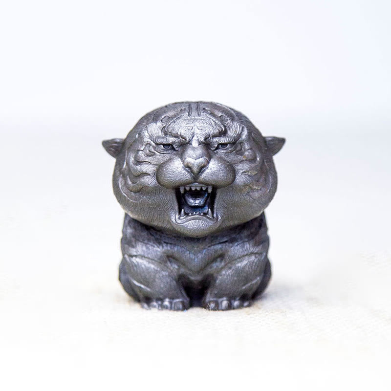 Statua in resina Buddha Stones con polvere di ferro e ruggine fatta a mano in miniatura di tigre ruggente, decorazione per la casa