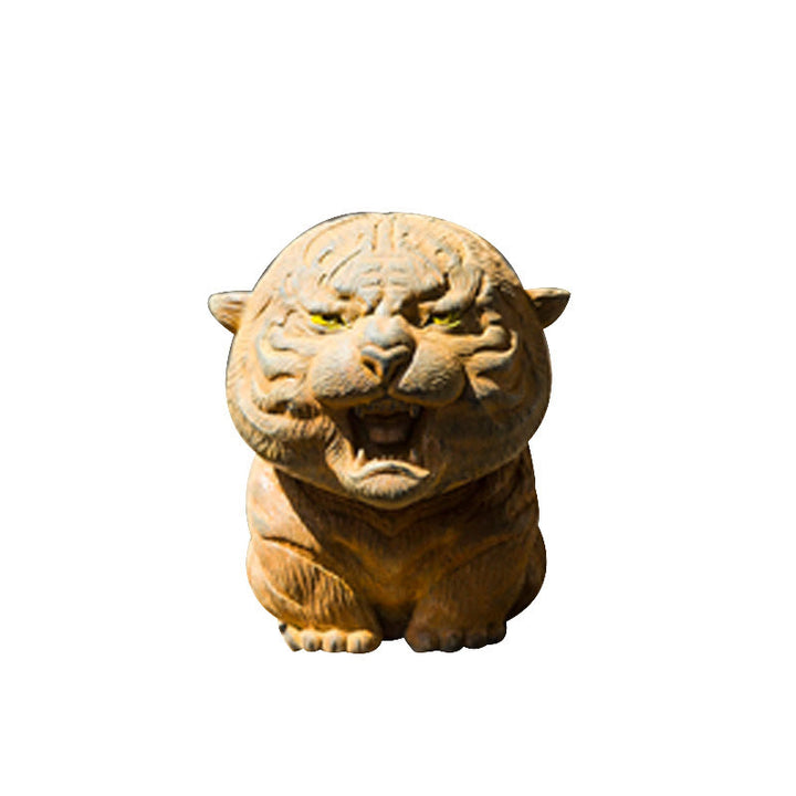 Statua in resina Buddha Stones con polvere di ferro e ruggine fatta a mano in miniatura di tigre ruggente, decorazione per la casa
