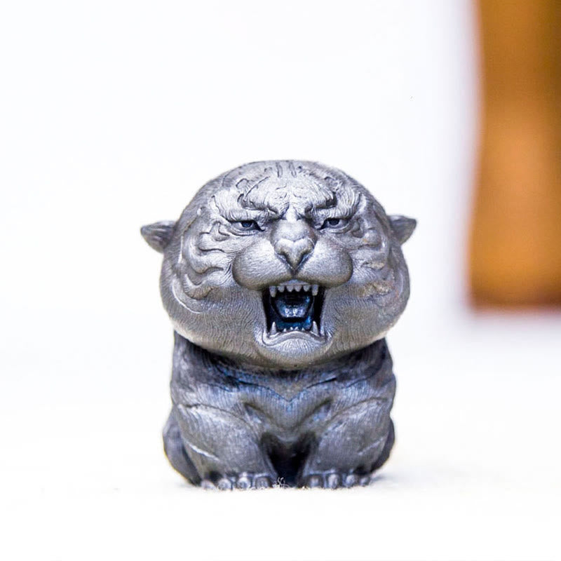 Statua in resina Buddha Stones con polvere di ferro e ruggine fatta a mano in miniatura di tigre ruggente, decorazione per la casa