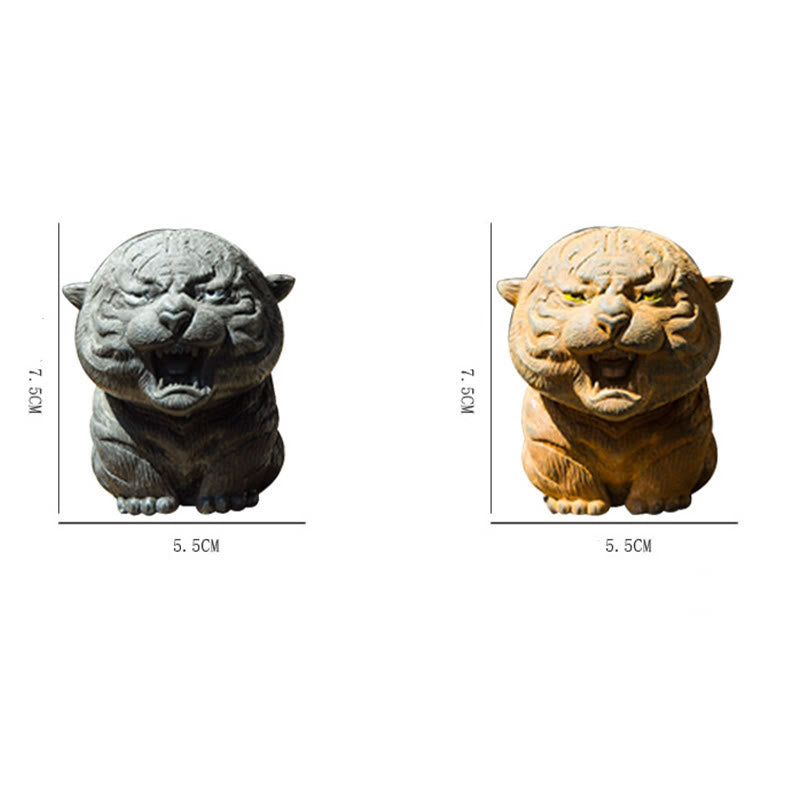 Statua in resina Buddha Stones con polvere di ferro e ruggine fatta a mano in miniatura di tigre ruggente, decorazione per la casa