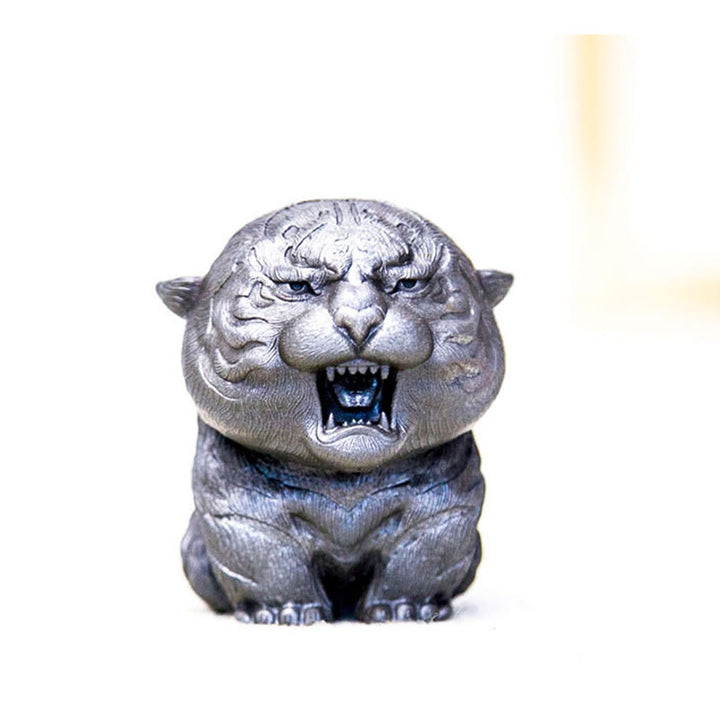 Statua in resina Buddha Stones con polvere di ferro e ruggine fatta a mano in miniatura di tigre ruggente, decorazione per la casa