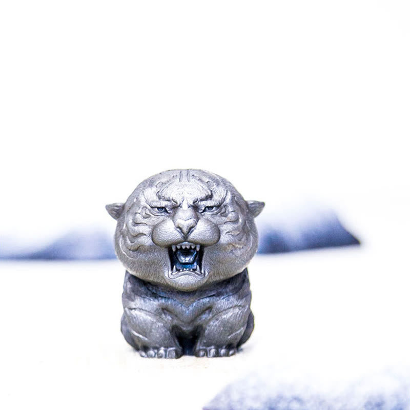 Statua in resina Buddha Stones con polvere di ferro e ruggine fatta a mano in miniatura di tigre ruggente, decorazione per la casa