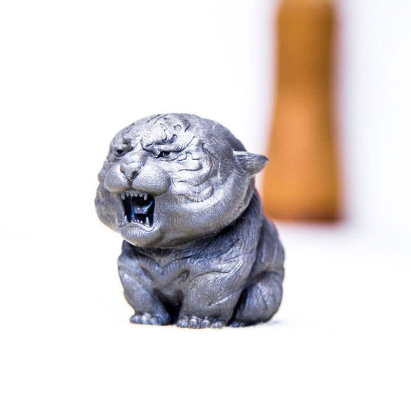 Statua in resina Buddha Stones con polvere di ferro e ruggine fatta a mano in miniatura di tigre ruggente, decorazione per la casa