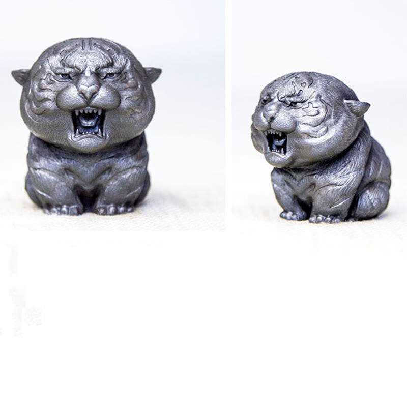 Statua in resina Buddha Stones con polvere di ferro e ruggine fatta a mano in miniatura di tigre ruggente, decorazione per la casa