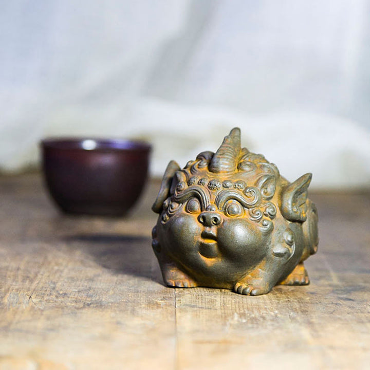 Buddha Stones Fatto a Mano Ricchezza PiXiu Polvere di Ferro Ruggine Statua in Resina Decorazione per la Casa - image 8