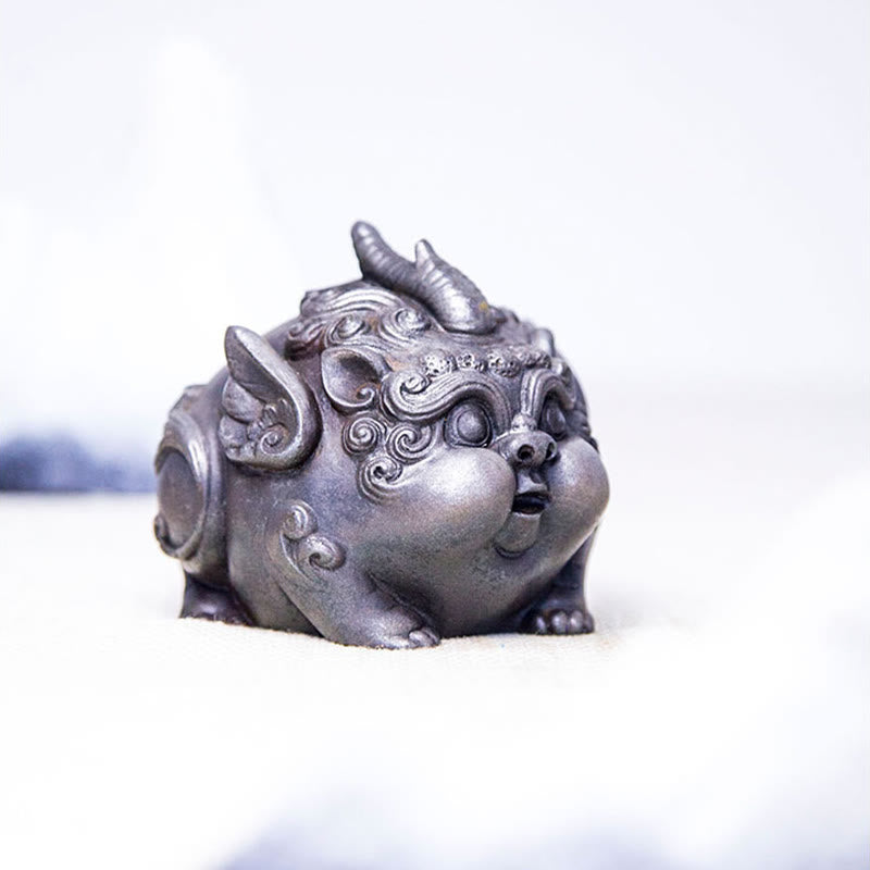 Buddha Stones Fatto a Mano Ricchezza PiXiu Polvere di Ferro Ruggine Statua in Resina Decorazione per la Casa