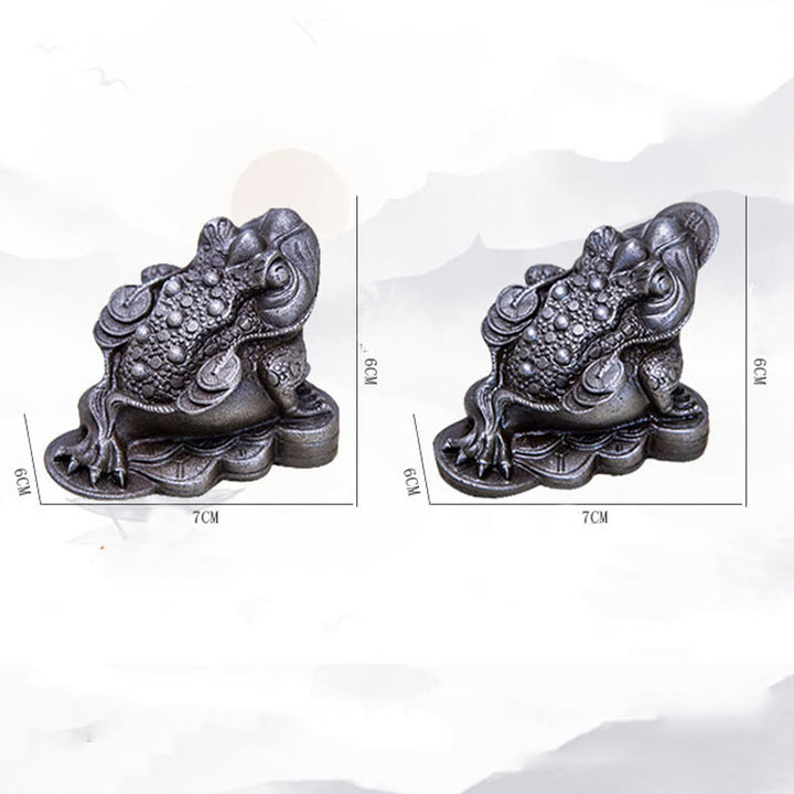 Buddha Stones fatte a mano Feng Shui Rana Rospo Monete di rame Polvere di ferro Ruggine Statua in resina Decorazione per la casa