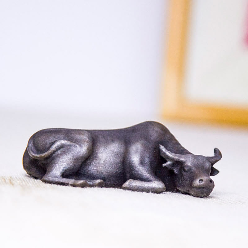 Buddha Stones fatto a mano piccolo bufalo d'acqua toro polvere di ferro ruggine statua in resina decorazione per la casa