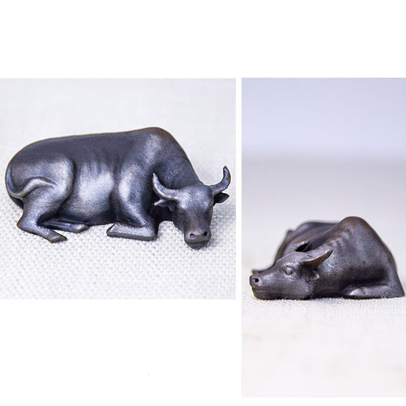 Buddha Stones fatto a mano piccolo bufalo d'acqua toro polvere di ferro ruggine statua in resina decorazione per la casa