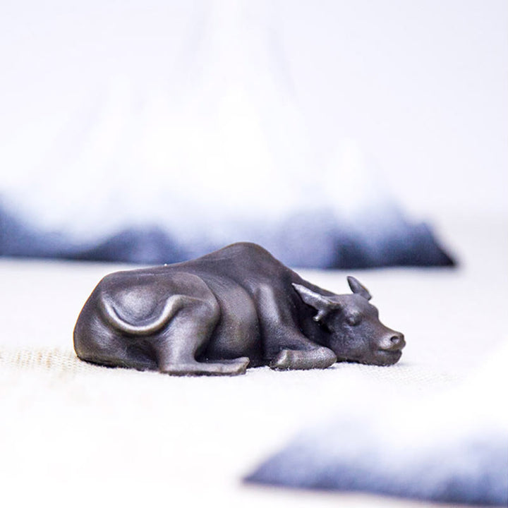 Buddha Stones fatto a mano piccolo bufalo d'acqua toro polvere di ferro ruggine statua in resina decorazione per la casa - image 24