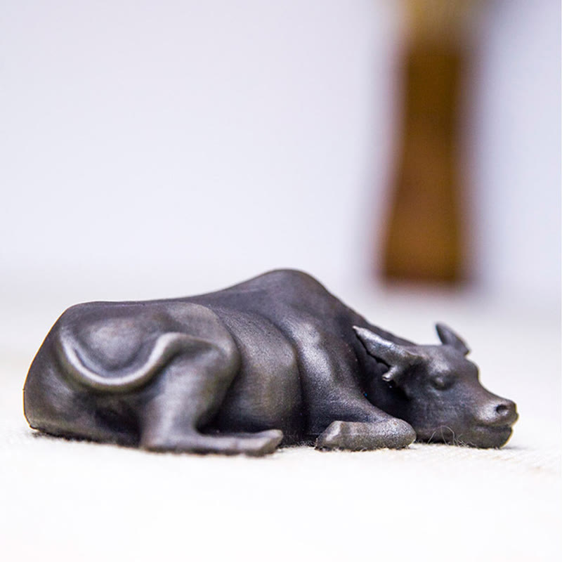 Buddha Stones fatto a mano piccolo bufalo d'acqua toro polvere di ferro ruggine statua in resina decorazione per la casa - image 15