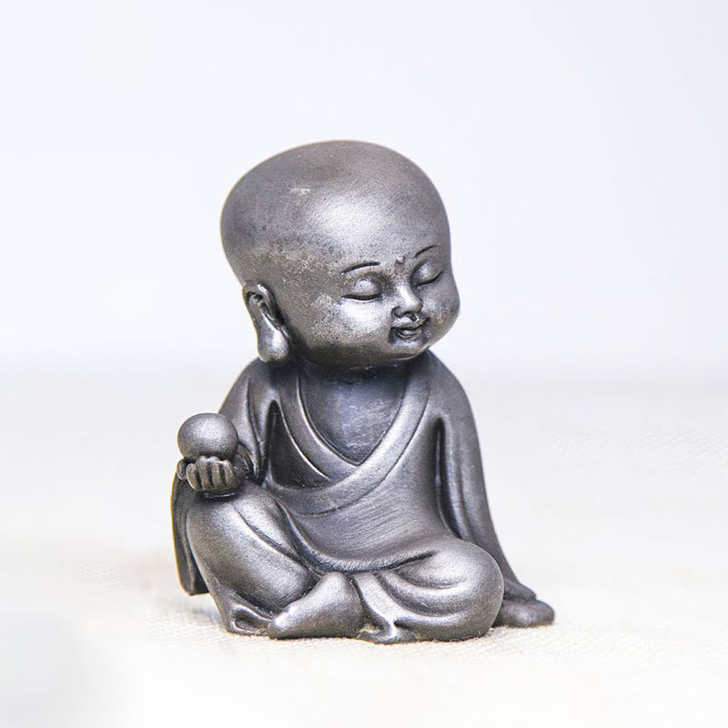 Buddha Stones Fatte a mano Ksitigarbha Kwan Yin Guanyin Avalokitesvara Tathagata Polvere di ferro Ruggine Statua in resina colata Decorazione della casa - Versione lucidata - Ksitigarbha 10,5*8,7*6,5 cm - image 20