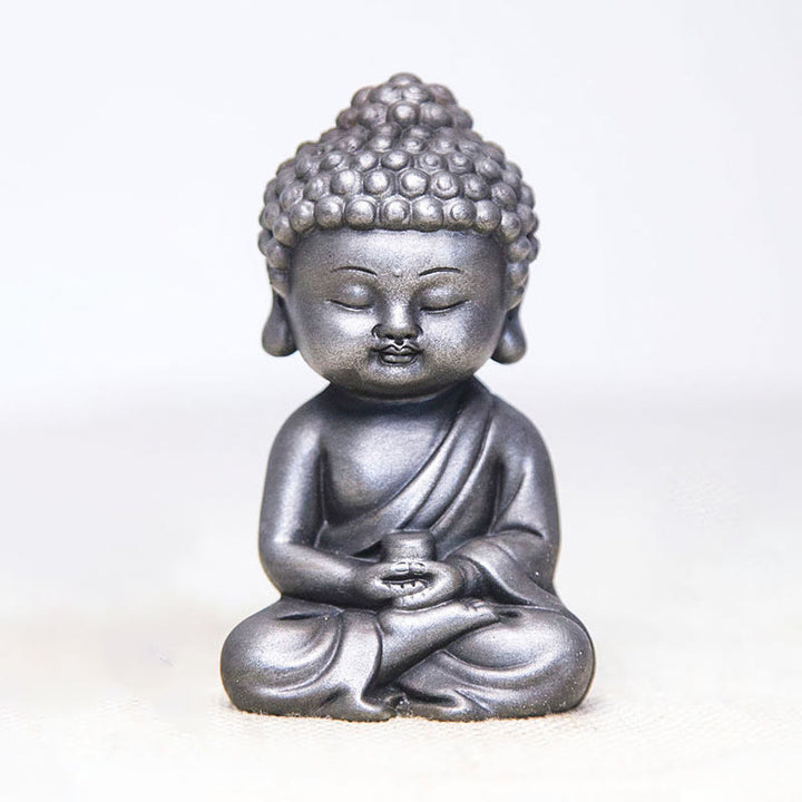 Buddha Stones Fatte a mano Ksitigarbha Kwan Yin Guanyin Avalokitesvara Tathagata Polvere di ferro Ruggine Statua in resina colata Decorazione della casa - Versione lucidata - Tathagata 11,5*7,1*5,5 cm - image 28