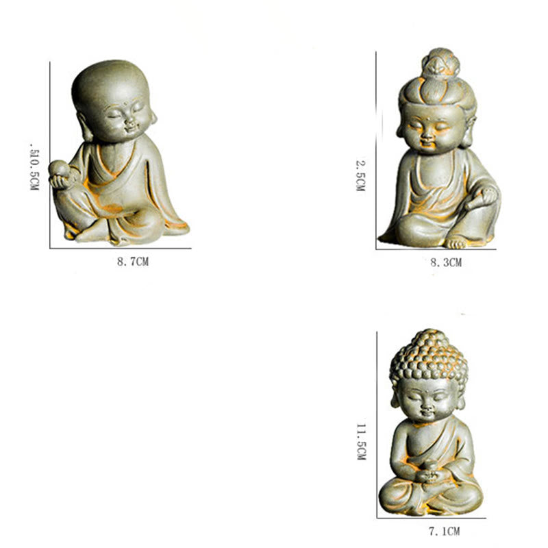 Buddha Stones Fatte a mano Ksitigarbha Kwan Yin Guanyin Avalokitesvara Tathagata Polvere di ferro Ruggine Statua in resina colata Decorazione della casa