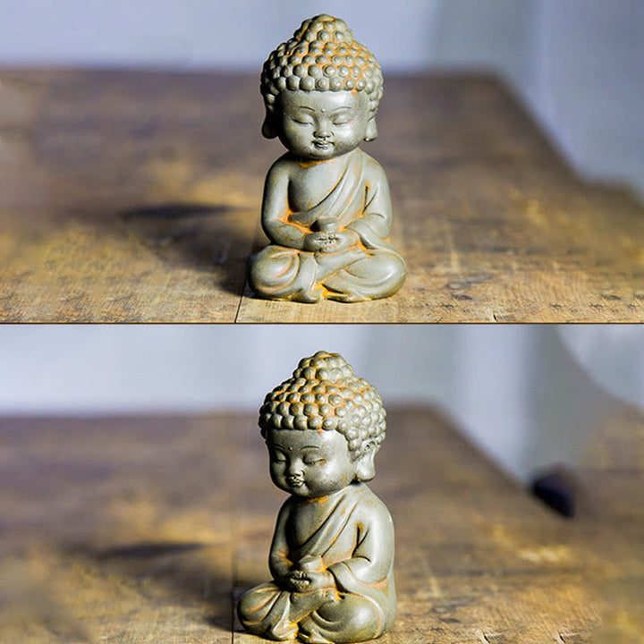 Buddha Stones Fatte a mano Ksitigarbha Kwan Yin Guanyin Avalokitesvara Tathagata Polvere di ferro Ruggine Statua in resina colata Decorazione della casa - image 17