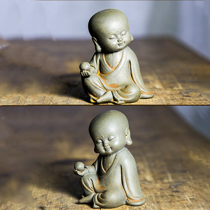 Buddha Stones Fatte a mano Ksitigarbha Kwan Yin Guanyin Avalokitesvara Tathagata Polvere di ferro Ruggine Statua in resina colata Decorazione della casa - image 4