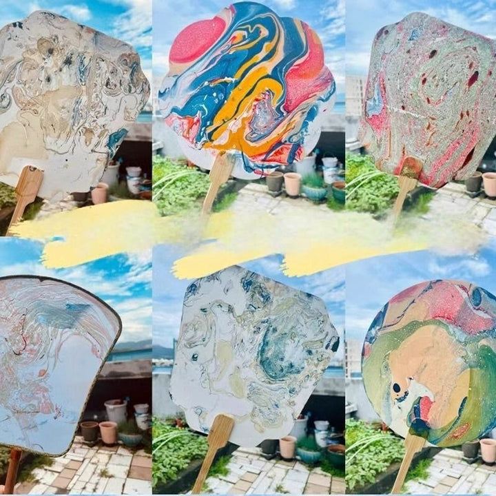 Buddha Stones fai da te cinese lacca ventaglio vuoto dipinto ventilatore portatile