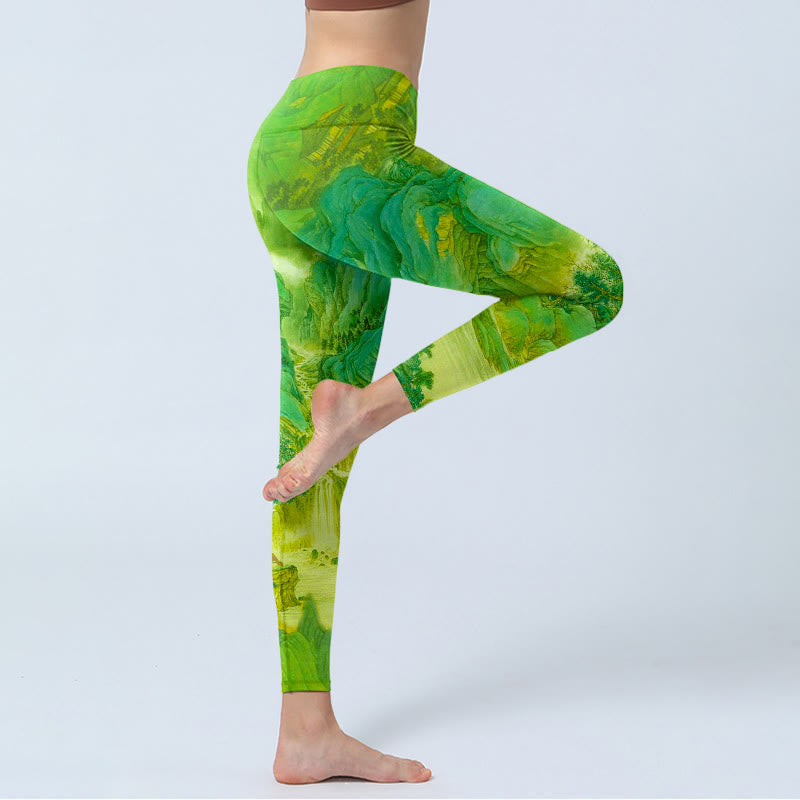 Leggings da palestra con stampa Buddha Stones Mountain River Lanscape Pantaloni da yoga da donna - image 3