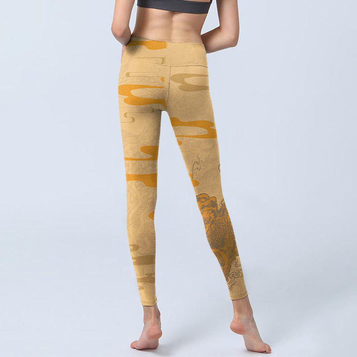 Leggings da palestra con motivo a nuvole Buddha Stones PiXiu Pantaloni da yoga da donna