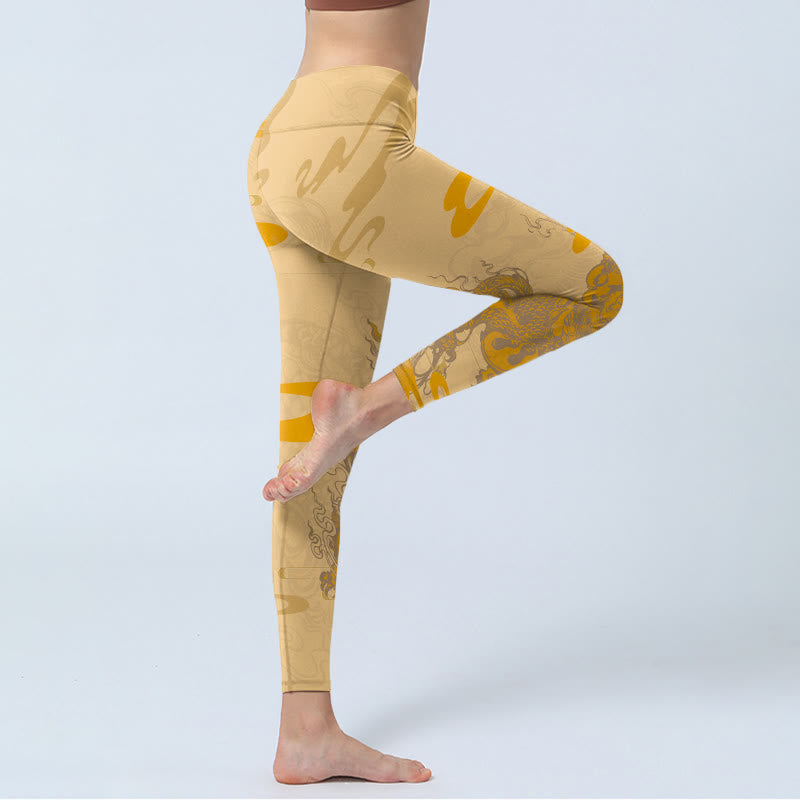 Leggings da palestra con motivo a nuvole Buddha Stones PiXiu Pantaloni da yoga da donna