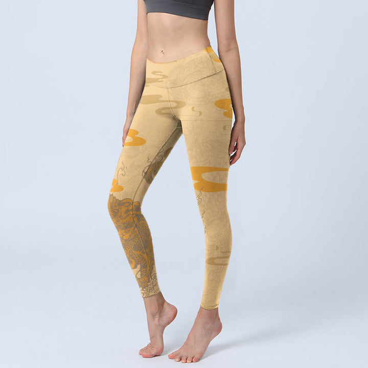 Leggings da palestra con motivo a nuvole Buddha Stones PiXiu Pantaloni da yoga da donna