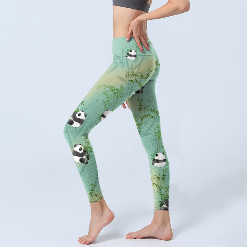 Leggings da palestra con stampa panda in bambù Buddha Stones , pantaloni da yoga da donna - image 3