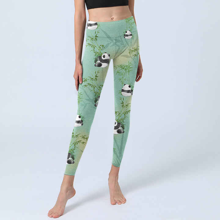 Leggings da palestra con stampa panda in bambù Buddha Stones , pantaloni da yoga da donna - image 6