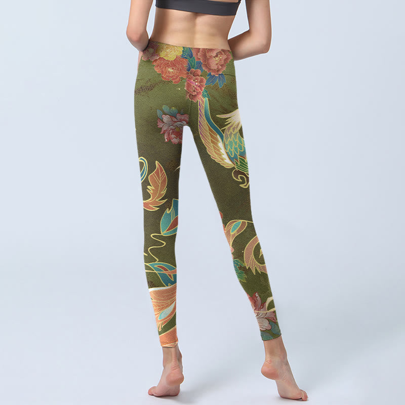 Leggings da palestra con stampa di fiori di fenice vibranti Buddha Stones, pantaloni da yoga da donna - image 7