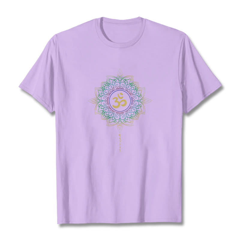 Maglietta in cotone con motivo Buddha Stones OM, giallo e verde sfumato, motivo Lotus - Prugna - 2XL - image 16