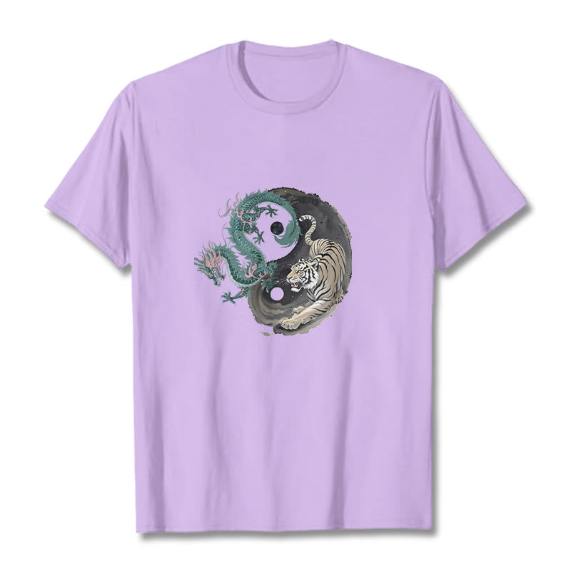 Maglietta in cotone con Buddha Stones, tigre, drago, Yin e Yang - Prugna - 2XL - image 16